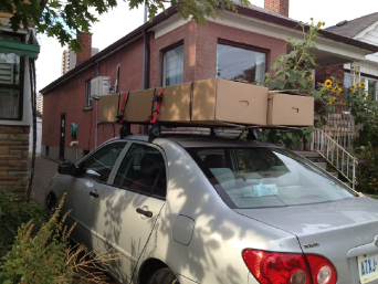 bringing home the new bed