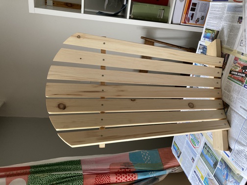 Back of a Muskoka chair, all assembled.