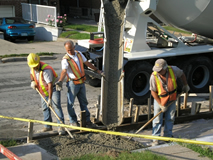 here they're pouring the sidewalk...